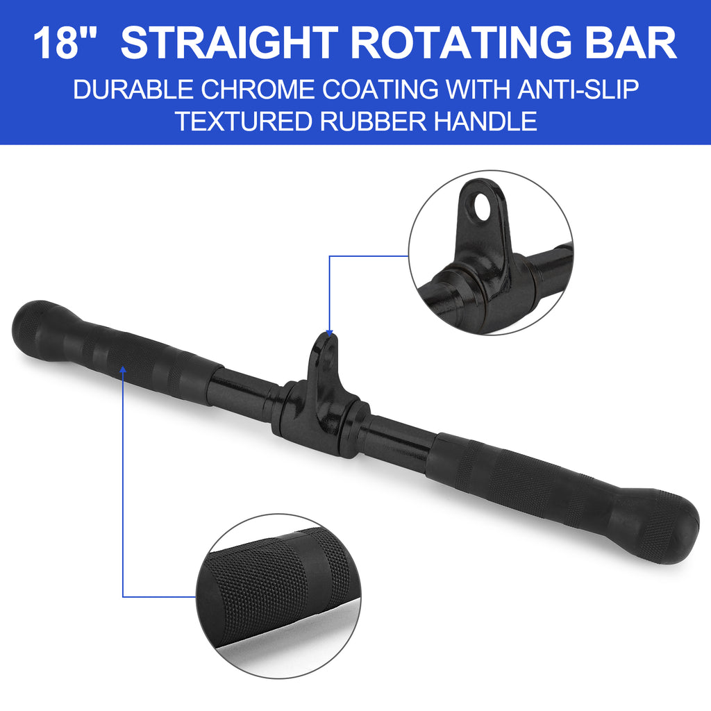 XPRT Fitness Cable Attachment Set of 4 D Handle, V Handle with Rotation, Rotating Bar, Tricep Rope, V-Shaped Bar - Black - XPRT Fitness