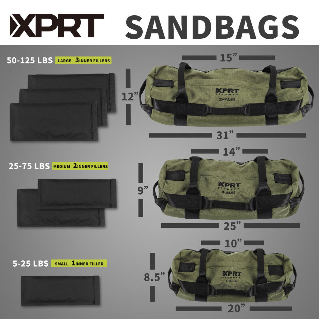 XPRT Fitness Workout Sandbag for Heavy Duty Workout Cross Training 7 Multi-positional Handles, Camo - XPRT Fitness